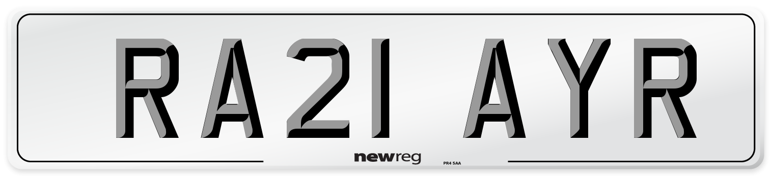 RA21 AYR Number Plate from New Reg